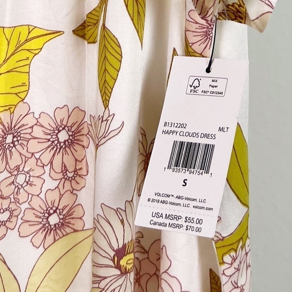NWT Volcom Happy Clouds Floral Ruffle Sleeveless Mini Dress - Picture 8 of 11